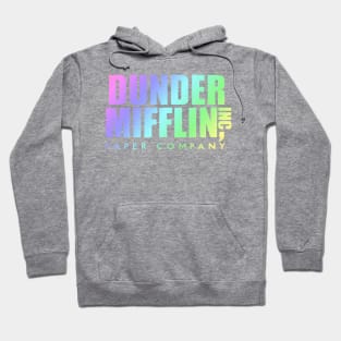 Rainbow Dunder Mifflin Logo from The Office white background Hoodie